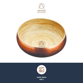 Artesà Copper Bamboo Bowl, 26cm, for Serving Salad, Fruit or Bread