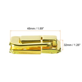 sourcing map 4Pcs Toggle Catch Lock, 1.89" x 1.26" (LxW) Iron Hasp Lock Latch Clasp for Jewelry Box Wooden Case Toolbox, Gold