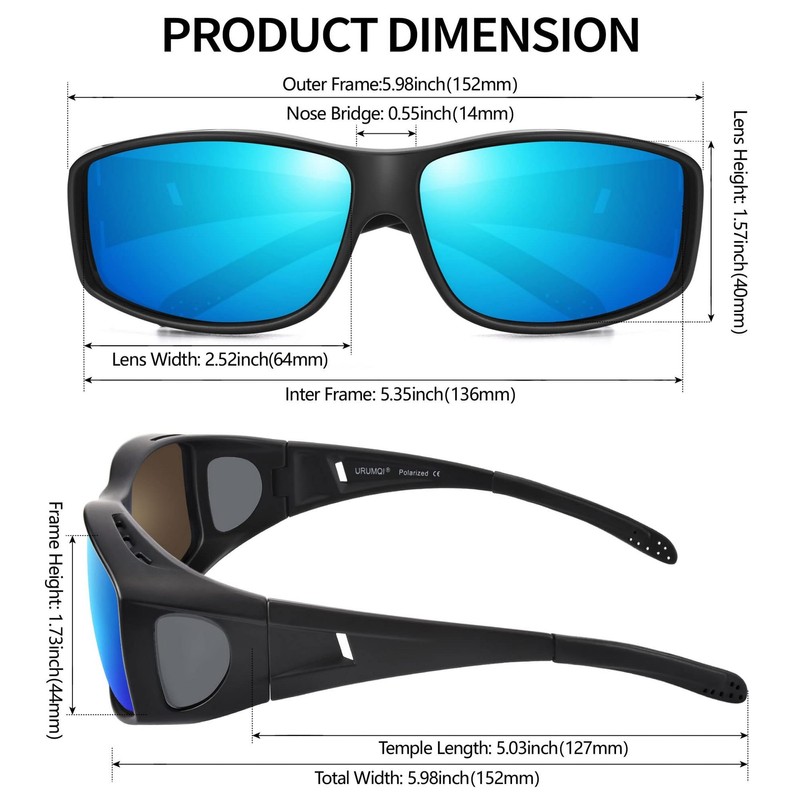 URUMQI Polarized Sunglasses for Men & Women UV400 Protection Over
