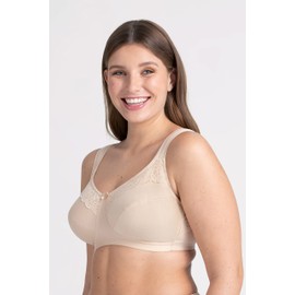 Miss Mary of Sweden Cotton Now Non-Padded Non-Wired Minimiser Bra Flat Cups, beige, 95C