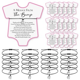 Henoyso 25 Sets Baby Shower Favors for Guests Boy Girl Baby Shower Bracelets Party Favors Adjustable Message from The Bump Card Bracelets Footprints Charm for Gender Reveal Thank You Gifts