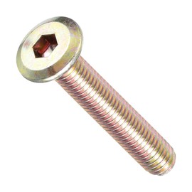 METALLIXITY Flat Head Hex Socket Cap Screws Bolts(M6-1x35) 10Pcs, Steel Hex Socket Furniture Bolts Screws - for Furniture Woodworking Project, Yellow