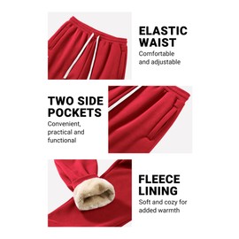 Big Boys Girls Winter Fleece Sweatpants Sherpa Lined Warm Fashion Joggers Pants Red 13-14 Years