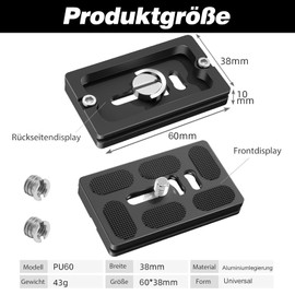 Alriedy Quick Release Plate Arca Swiss Tripod Adapter Mik Adapter Plate Compatible with 1/4 Inch Tripod Thread Pack of 2 for DSLR Mirrorless Cameras Canon Nikon Sony Lightweight Aluminium Non-Slip