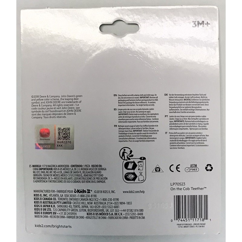 ERTL John Deere Bright Starts On The Cob Teether (Corn)