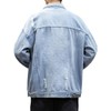 DAVID.ANN Men's Distressed Denim Jacket Casual Vintage Rugged Trucker Coat,Light