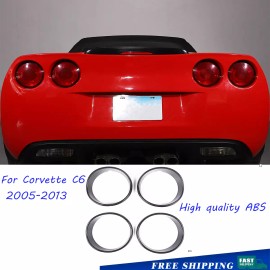 MODY 4x ABS Carbon Fiber Rear Tail Light Trim Ring Cover For Corvette C6 2005-2013
