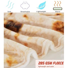 BONACHAN Cobija Gigante en Forma de Burrito, Manta de Tortilla Mexicana, para Adultos y Niños, Cobija Redonda de Franela Suave de Calidad, para Interiores, Exteriores, Viajes, Hogar y Más (180X180CM)