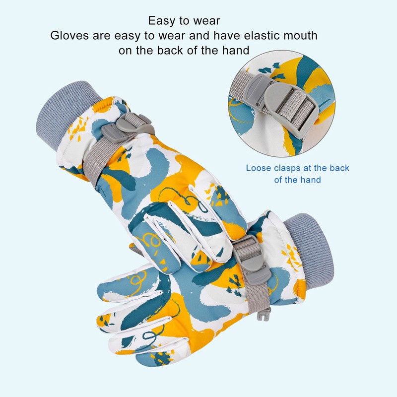 2 PCS Children Ski Gloves Thermal Thickened Waterproof Windproof Gloves