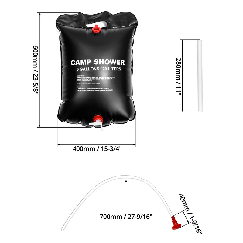 QWORK® 20L Solar Shower Bag Portable Travel Camping Shower Bag