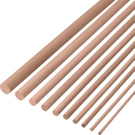 Gedotec Round Beech Wood Rod, Smooth, Sticks for Crafting, Round Rod Made of Solid Wood, for Wood Building Sticks, Hardwood Sticks, 12 x 1000 mm, Pack of 5