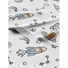 Kids Queen Size Space Bed Sheets - 4 Piece Space Sheet Set - Galaxy Theme bedding - Soft & Cozy - Comfy, Breathable & Machine Washable - Spaceship Rocket Bed Set for Boys, Girls, Teens and Toddlers