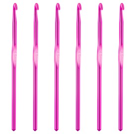 6Pcs 4.5mm Aluminum Crochet Hook, Knitting Needles Craft Yarn, US Size 7 Crochet Hook for DIY Craft, Gold Crochet Needles for Knitting Scarf(Pink)