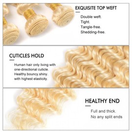 Leruikair Human Hair Bundles 08 10 12 Inch Deep Wave Human Hair Bundles Blonde 613 Unprocessed Brazilian Soft Quick Weave Hair for Black Women