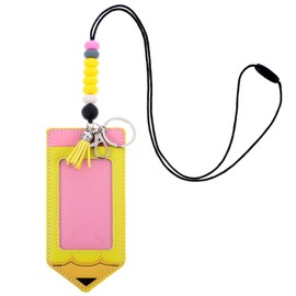 2 Pcs Teacher Lanyards for Id Badges,Silicone Beaded Teacher Lanyard,Funny Pencil Teachers Id Badge Holder Breakaway for Women Office Gifts Graduation Teachers' Day Christmas