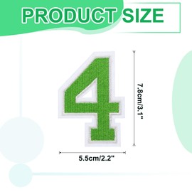 MECCANIXITY Iron on Number Patches, 3 Inch Number 4, Iron on Number Patches Large, Embroidered Numbers Patches Applique Patches Iron on for Clothes Hats, Green