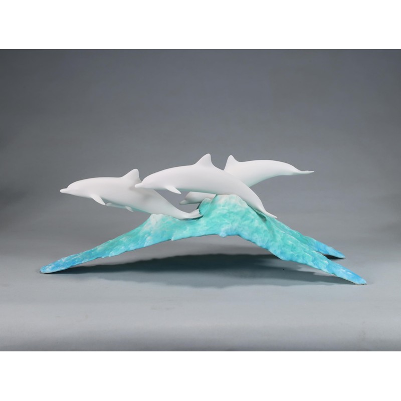 Dolphin Pod Sculpture by John Perry Pellucida on Blue Ocean