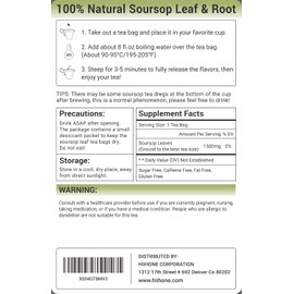 Soursop Leaf Herbal Tea (Graviola) - Caffeine & Sugar Free, 120 Count