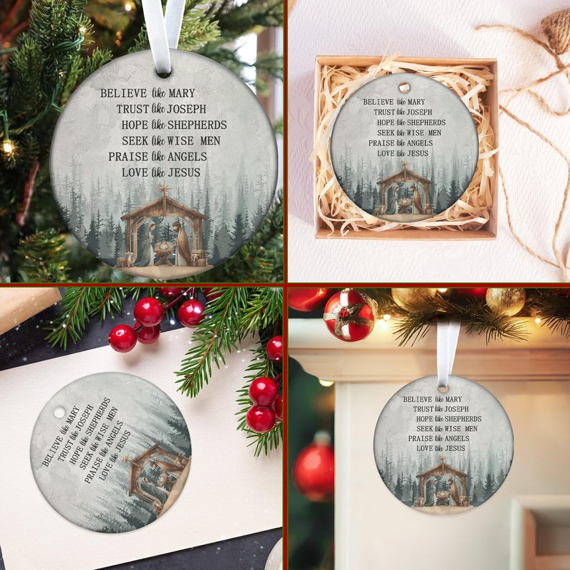 Ceramic Christmas Ornaments, Nativity Scene Birth Jesus, for Home Decor