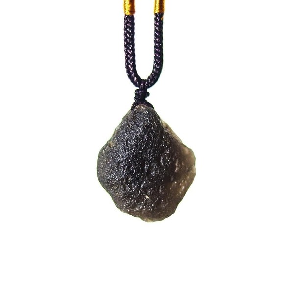 KETLIXS Saffordit Cintamani Stone Necklace, Genuine Arizona Obsidian Tectite Raw Healing Crystals, Irregular Shape, Stone, Agate