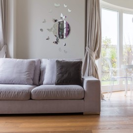 FLEXISTYLE Large Modern Wall Clock Butterfly Round 30 cm 15 Butterflies Living Room Bedroom Children's Room Product Made in the EU