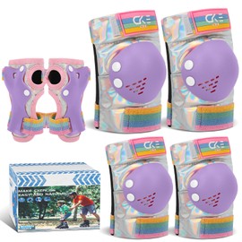 Kids Knee Pads for Girls Boys Toddler 3-8 Years Old Knee and Elbow Pads with Wrist Guards Youth Protective Gear Set for Skateboard Cycling Roller Bike Inline Scooter Skating