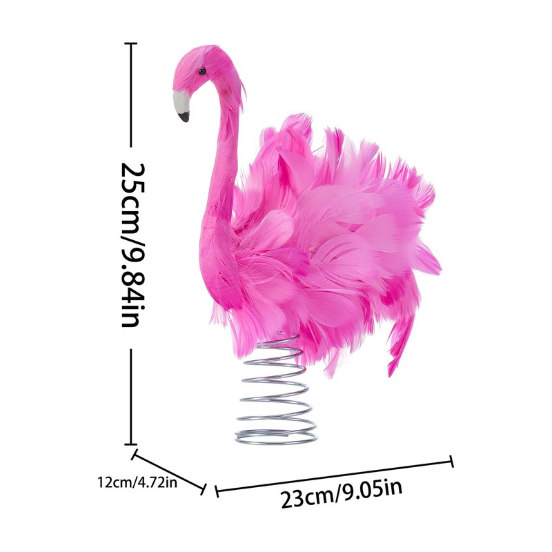 Pink Flamingo Christmas Tree Topper, Flamingo Tree Toppers with Fluffy
