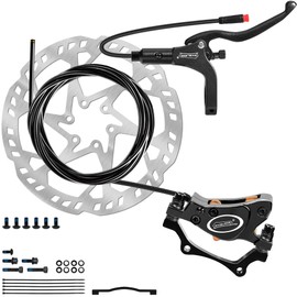 DYISLAND E-Bike Hydraulic Disc Brake Set 4-Pistons/2-Pistons, 2-PIN/3-PIN Pre-Bled with Mineral Oil Brakes Kit，Front and Rear Set，180mm 2.3mm Thick Rotors (Black/2-Pistons/2-PIN/Rear only Set)