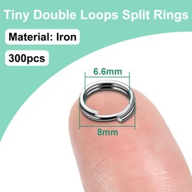 8mm 300 PCS Silver Tiny Split Key Rings for Jewelry Making, Double Loops Split Jump Rings Necklaces Bracelets Earrings Metal Mini Key Rings DIY Craft Hardware