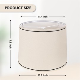 GIGIVOSHA Lamp Shades Set of 2 - Drum Lampshades 11.4" x 12.9" x 9.8" Inches, Fabric Medium Replacement Lampshades for Table Lamp, Floor Lamp, Assembly Required, Spider,Linen