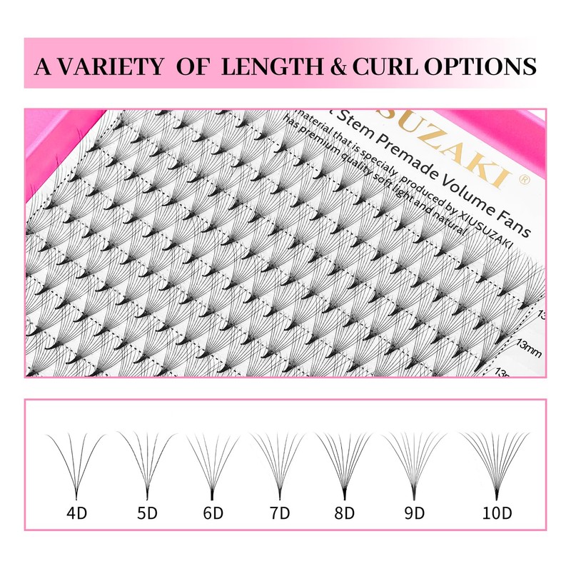 XIUSUZAKI Premade Fans Eyelash Extensions 7D Volume Lash Extensions 0.07