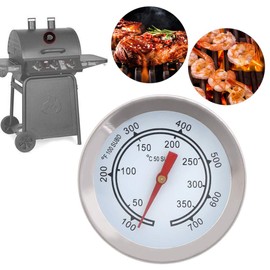 Termómetro de barbacoa de acero inoxidable, indicador de temperatura para ahumador de parrilla, indicador de calor de parrilla de gas de carbón para cocinar barbacoa, pantalla de grados Fahrenheit y C