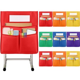 gisgfim 9 Pcs Chair Pockets for Classroom 19 x 17 inch Seat Sacks for Classroom Chairback Pocket Chart 3 Pockets Chairs Seat Back Organizer with Name Tag for School Home Classroom Supplies(Colorful)