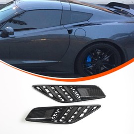 Rear Upper Quarter Panel Scoops Vents Compatible with Chevrolet Corvette Stingray C7 Z06 Z51 2014-2019, Rear Side Vents Trim Cover Accessories (Carbon Fiber Pattern)