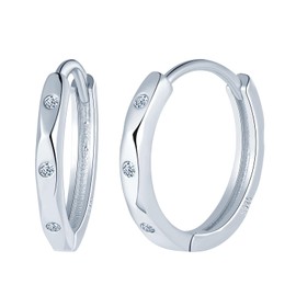 MICYUMI Women's Men's S925 Sterling Silver Earrings 14 mm Diameter Hoop Earrings Cubic Zirconia Hoop Earrings, Silver