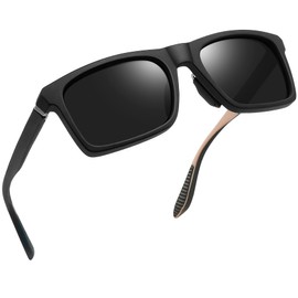 Joopin Big Black Square Sunglasses Men Polarized UV Protection, TR90 Frame Sports Sun Glasses Women, Rectangle Dark Lens Shades Sunnies