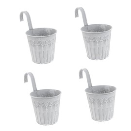Totority 4pcs Vintage Iron Flower Pots Hanging Buckets for Balcony Home Decoration Durable Planters for Indoor and Outdoor Use for Dull Walls and Creative Gardening