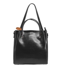 KENOFAR Medium Genuine Leather Tote Bag for Women,Casual Hobo and Spacious Bucket Shoulder Bag Black