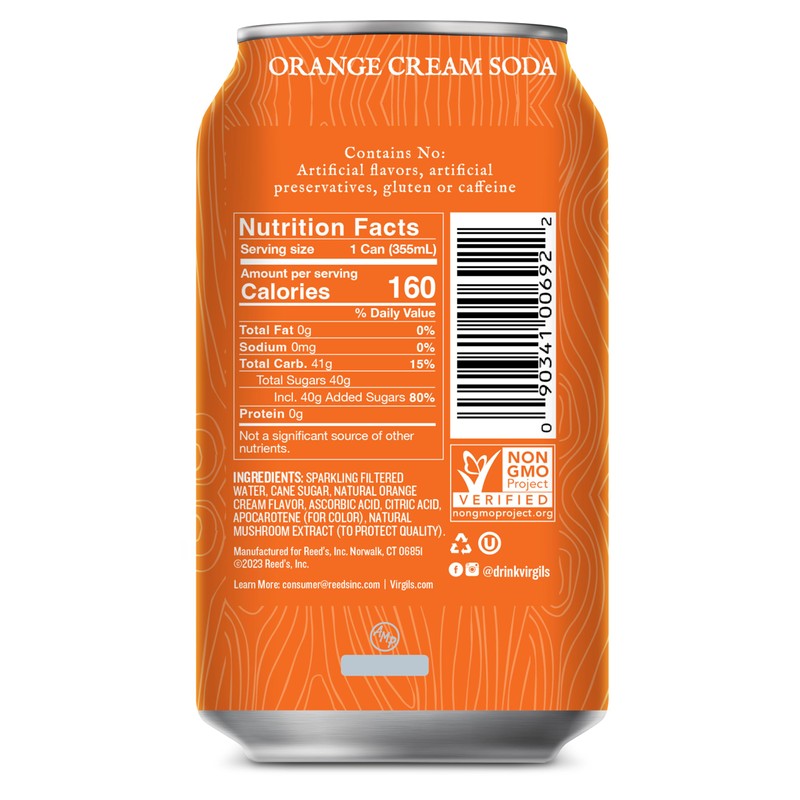 Virgil's Handcrafted Orange Cream Soda - Zesty Bold Flavor -