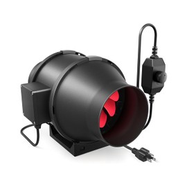 iPower Inline Duct Fan 4 Inch 200 CFM with Variable Speed Controller, Exhaust HVAC Blower for Grow Tent, Basement, Greenhouse, Attic, Black