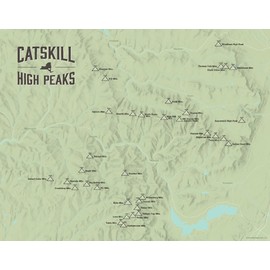 Catskill High Peaks Map 11x14 Print (Sage | Walnut Frame)