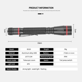 MVIOCS LED Mini Flashlight, Bright Small Handheld Pocket Flashlights with Clip, Zoomable,3 Modes,High Lumens Pen Light for Gift, Camping, Work, Hurricane & Power Outage (3 Pack)