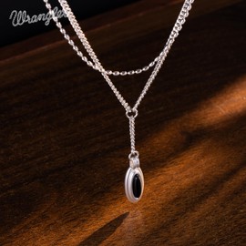 Montana West Wrangler 14K Gold Plated Layered Necklace for women, Dainty Trendy Non Tarnish Pendant Charm Necklaces Fashion Jewelry for Women Waterproof Black Agate WNS-1066BK