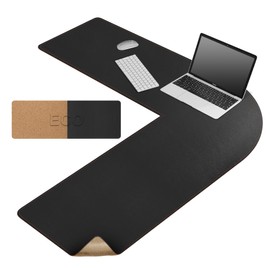 MAIDERN (43.3” + 43.3”) x 13” L Shaped Corner Desk Mat, Cork & Leather Dual Sided Desk Pad for Gaming Computer Office Home (Black) …