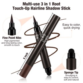Boobeen 2 in 1 Hairline Roots Stick, Multi-Use, Cover Filler Thin Hair Root Touch Up and Drawing Eye Liner Eyebrow, Long-lasting Waterproof for Women