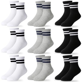 Moitiy 9 Pairs of Socks Boys Children Tennis Socks Children Children's Socks Boys Girls Elastic Cotton Unisex Soprt Socks, multicoloured