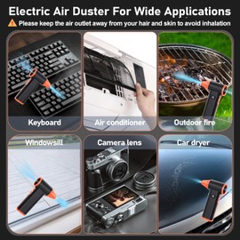 Larkeey Compressed Air Duster Rechargeable Electric Duster for PC Keyboard Cordless Car Dryer 130000RPM Air Blower Gun High Power Turbo Fan Mini Blower Jet Dry Blower for Car Home Office, Black-Orange