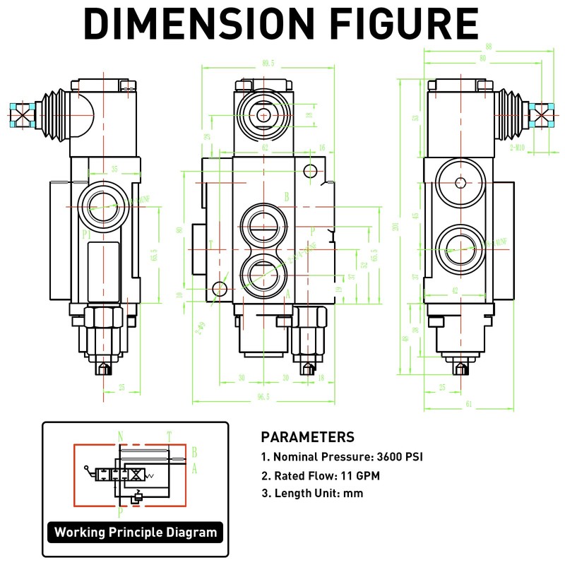 INPANOLS Hydraulic Control Valve with Joystick, 1 Spool 11GPM Hydraulic