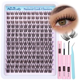 Newcally Lash Clusters Kit Wispy Natural Cluster Eyelash Extension Kit DIY Lash Extension Kit C Curl 10-16MM Eyelash Clusters Volume Individual Lashes Kit by Newcally