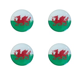 Ashton and Finch Welsh Flag Golf Ball Markers – Pack of 4 with Metal Backs – Resin Domed, Waterproof, Rustproof – Golf Accessories and Gifts for Men Featuring the Red Dragon